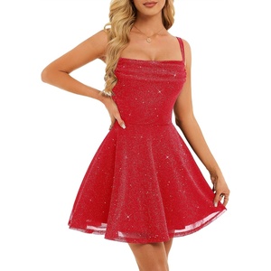 image:imageBeryLove Womens Sparkly Homecoming Formal Teen Cocktail Mini Prom DressRed