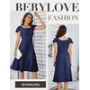 image:imageBeryLove Prom Dress for Teens Sequin Formal Party Dress Flutter Short Sleeve Wedding Cocktail Evening DressNavy