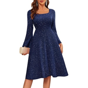 image:imageBeryLove Prom Dress for Teens Sequin Formal Party Dress Flutter Short Sleeve Wedding Cocktail Evening DressLong Sleeve Navy