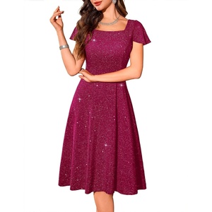 image:imageBeryLove Prom Dress for Teens Sequin Formal Party Dress Flutter Short Sleeve Wedding Cocktail Evening DressRose