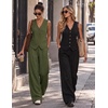image:imageBeryLove 2 Piece Sets for Women Linen Vest Wide Leg Pants Business OutfitsArmy Green