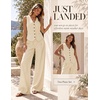 image:imageBeryLove 2 Piece Sets for Women Linen Vest Wide Leg Pants Business OutfitsBeige