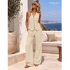 image:imageBeryLove 2 Piece Sets for Women Linen Vest Wide Leg Pants Business OutfitsBeige