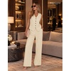 image:imageBeryLove 2 Piece Sets for Women Linen Vest Wide Leg Pants Business OutfitsBeige
