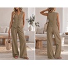 image:imageBeryLove 2 Piece Sets for Women Linen Vest Wide Leg Pants Business OutfitsKhaki