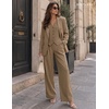 image:imageBeryLove 2 Piece Sets for Women Linen Vest Wide Leg Pants Business OutfitsKhaki