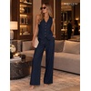 image:imageBeryLove 2 Piece Sets for Women Linen Vest Wide Leg Pants Business OutfitsNavy