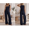 image:imageBeryLove 2 Piece Sets for Women Linen Vest Wide Leg Pants Business OutfitsNavy