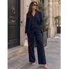 image:imageBeryLove 2 Piece Sets for Women Linen Vest Wide Leg Pants Business OutfitsNavy