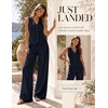 image:imageBeryLove 2 Piece Sets for Women Linen Vest Wide Leg Pants Business OutfitsNavy