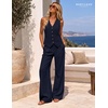 image:imageBeryLove 2 Piece Sets for Women Linen Vest Wide Leg Pants Business OutfitsNavy