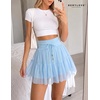 image:imageBeryLove Womens Trendy Y2K Mini Skirt Pleated Ruffle Mesh Flowy Short SkirtLight Blue