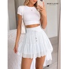image:imageBeryLove Womens Trendy Y2K Mini Skirt Pleated Ruffle Mesh Flowy Short SkirtWhite