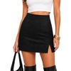 image:imageBeryLove Womens Faux Suede High Waist Slit Bodycon Pencil Short Mini SkirtBlack