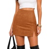 image:imageBeryLove Womens Faux Suede High Waist Slit Bodycon Pencil Short Mini SkirtKhaki