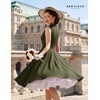 image:imageBeryLove Vintage 1950s Midi Cocktail Dresses for Women Wedding Guest ClassyArmy Green