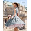 image:imageBeryLove Vintage 1950s Midi Cocktail Dresses for Women Wedding Guest ClassyLight Grey