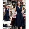 image:imageBeryLove Vintage 1950s Midi Cocktail Dresses for Women Wedding Guest ClassyNavy
