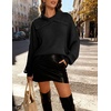 image:imageBeryLove Womens Casual Turtleneck Long Sleeve Fall Cable Oversized Pullover Sweater TopsBlack