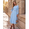 image:imageBeryLove Womens Long Sleeve Fall Midi Semi Formal Wedding Guest DressBlue