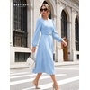 image:imageBeryLove Womens Long Sleeve Fall Midi Semi Formal Wedding Guest DressBlue