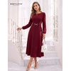 image:imageBeryLove Womens Long Sleeve Fall Midi Semi Formal Wedding Guest DressBurgundy
