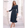image:imageBeryLove Womens Long Sleeve Fall Midi Semi Formal Wedding Guest DressNavy