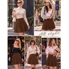 image:imageBeryLove Womens Mini Pleated Leather Skater Faux Suede ALine SkirtBrown