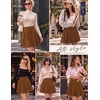 image:imageBeryLove Womens Mini Pleated Leather Skater Faux Suede ALine SkirtKhaki