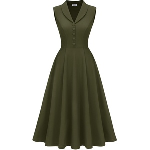 image:imageBeryLove Vintage 1950s Midi Cocktail Dresses for Women Wedding Guest ClassyArmy Green