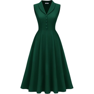 image:imageBeryLove Vintage 1950s Midi Cocktail Dresses for Women Wedding Guest ClassyDark Green