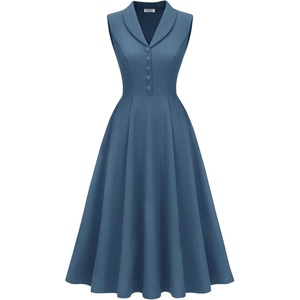image:imageBeryLove Vintage 1950s Midi Cocktail Dresses for Women Wedding Guest ClassyGrey Blue