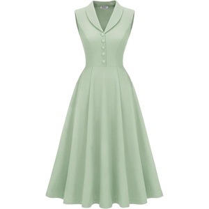 image:imageBeryLove Vintage 1950s Midi Cocktail Dresses for Women Wedding Guest ClassyLight Green