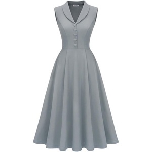image:imageBeryLove Vintage 1950s Midi Cocktail Dresses for Women Wedding Guest ClassyLight Grey