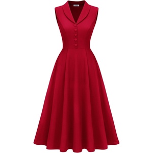 image:imageBeryLove Vintage 1950s Midi Cocktail Dresses for Women Wedding Guest ClassyRed