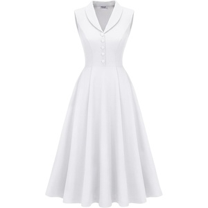 image:imageBeryLove Vintage 1950s Midi Cocktail Dresses for Women Wedding Guest ClassyWhite